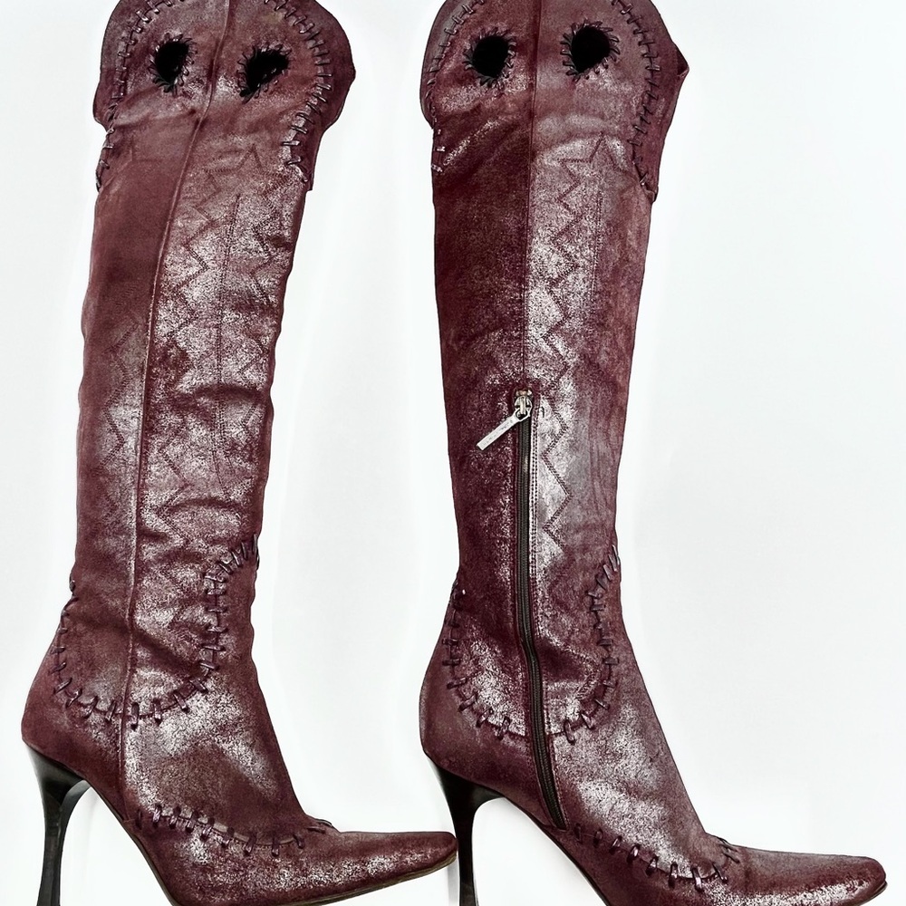 Donald Pliner Tall Red Western Pointer Boots Size 7